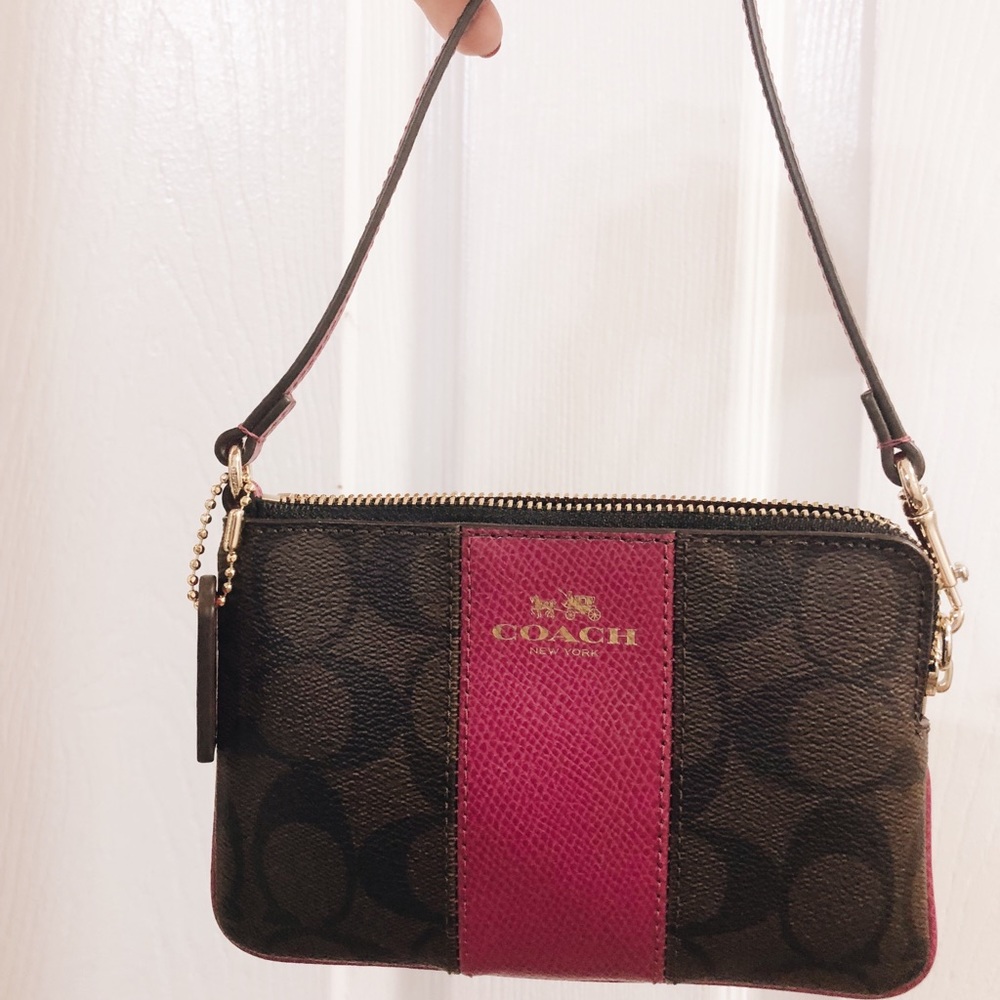 Coach Pink and Brown Wristlet